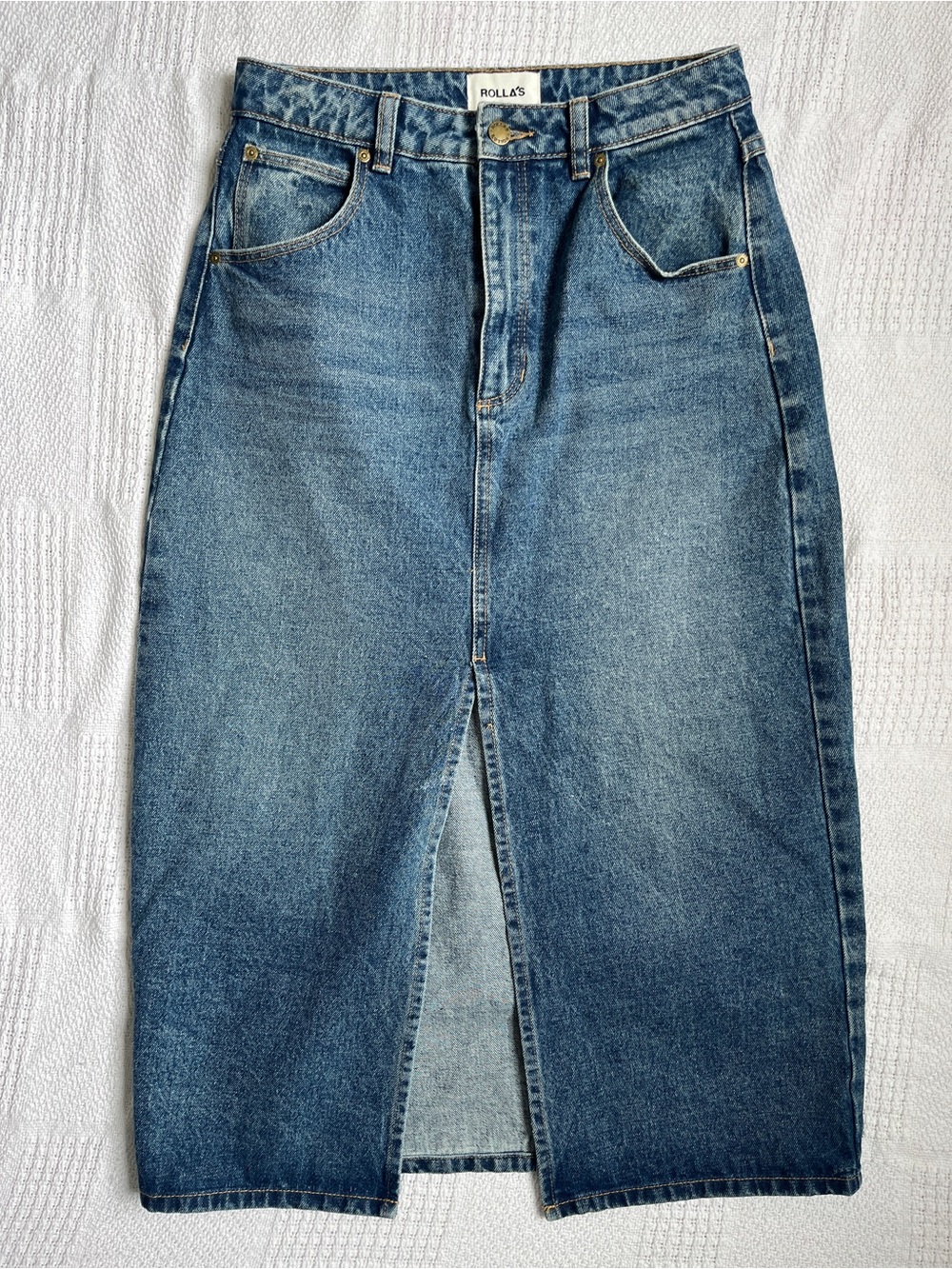 ROLLA'S Denim Maxi Skirt with front slit
